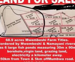 Land for sale in mwembeshi